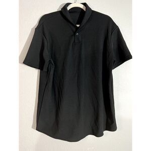 Men s one button Collared Short Sleeve Casual Fit Black Shirt 44